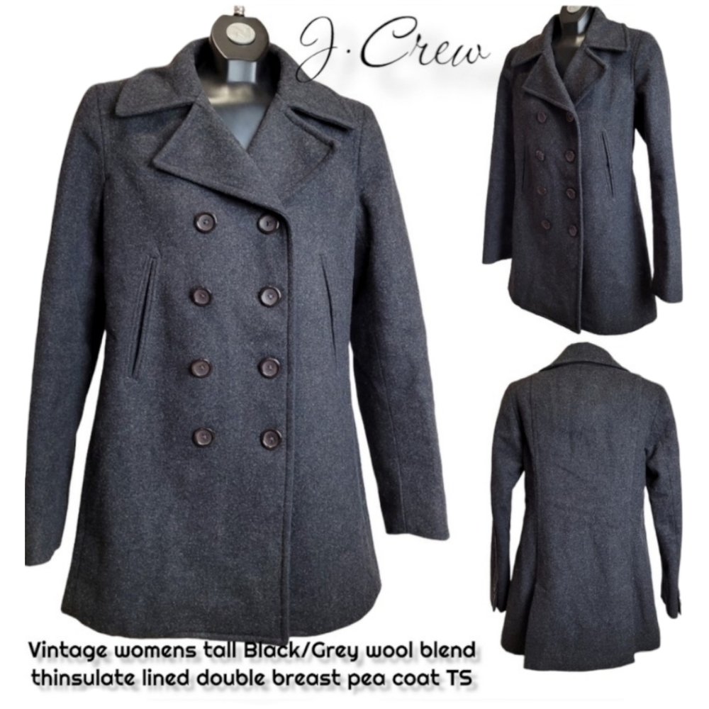Vintage J. Crew Wool Blend cashmere double-breasted Winter Pea Coat women's S